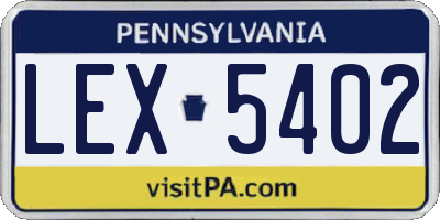 PA license plate LEX5402