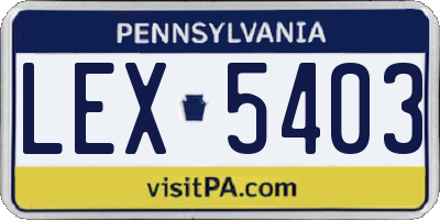 PA license plate LEX5403