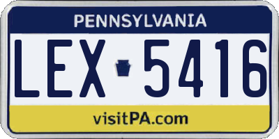 PA license plate LEX5416