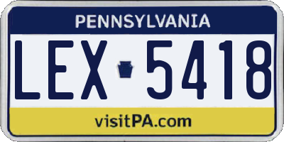 PA license plate LEX5418