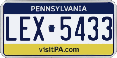 PA license plate LEX5433