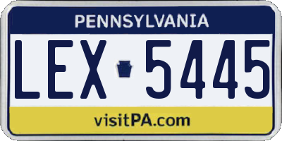 PA license plate LEX5445