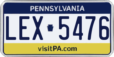 PA license plate LEX5476