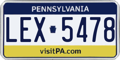 PA license plate LEX5478