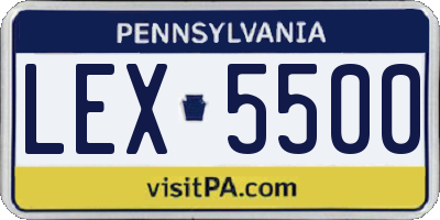 PA license plate LEX5500