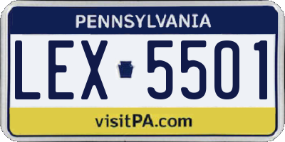 PA license plate LEX5501
