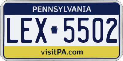 PA license plate LEX5502