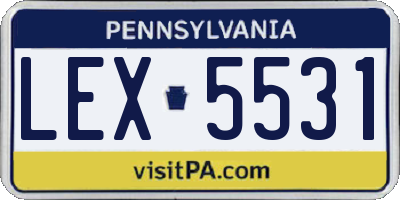 PA license plate LEX5531