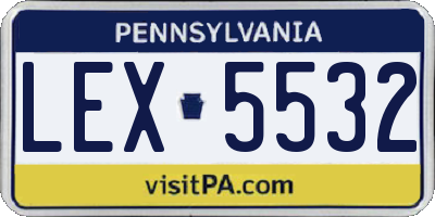 PA license plate LEX5532