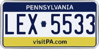 PA license plate LEX5533