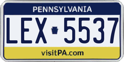 PA license plate LEX5537