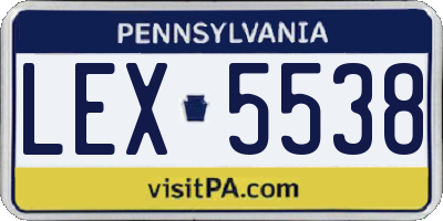 PA license plate LEX5538