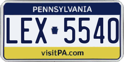 PA license plate LEX5540