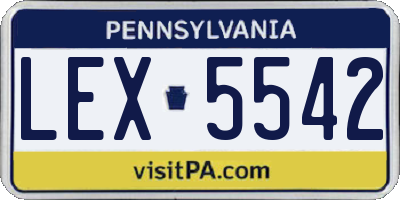 PA license plate LEX5542