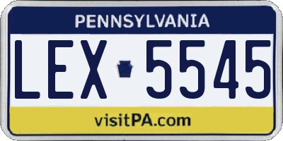PA license plate LEX5545