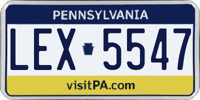 PA license plate LEX5547