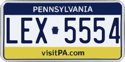 PA license plate LEX5554