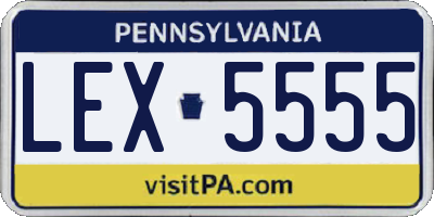 PA license plate LEX5555
