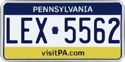 PA license plate LEX5562