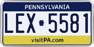 PA license plate LEX5581