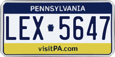 PA license plate LEX5647
