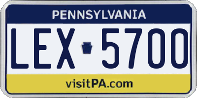 PA license plate LEX5700