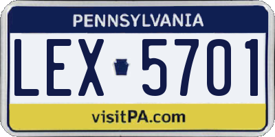 PA license plate LEX5701