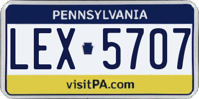 PA license plate LEX5707