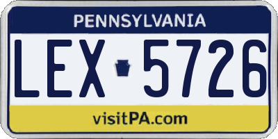 PA license plate LEX5726