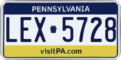 PA license plate LEX5728