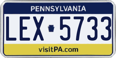 PA license plate LEX5733