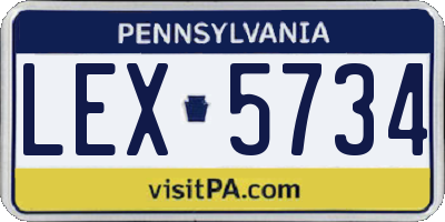 PA license plate LEX5734