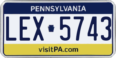 PA license plate LEX5743