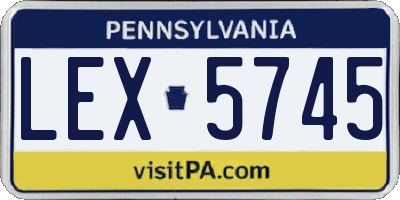 PA license plate LEX5745