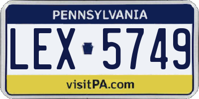 PA license plate LEX5749