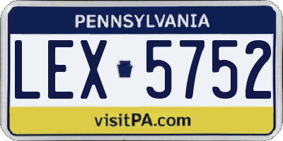 PA license plate LEX5752