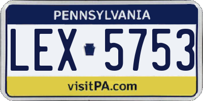 PA license plate LEX5753