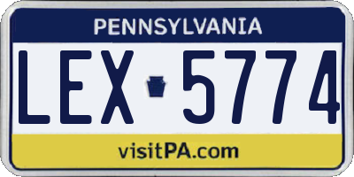 PA license plate LEX5774