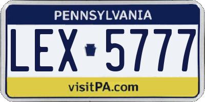 PA license plate LEX5777