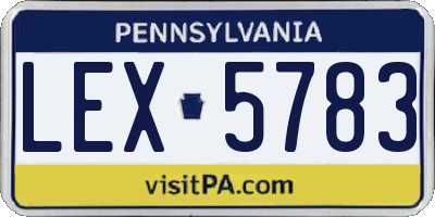 PA license plate LEX5783