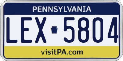 PA license plate LEX5804