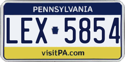 PA license plate LEX5854