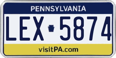 PA license plate LEX5874