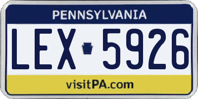 PA license plate LEX5926