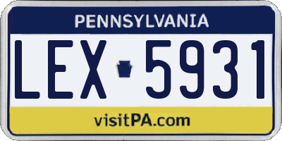 PA license plate LEX5931
