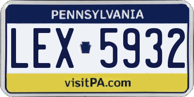 PA license plate LEX5932