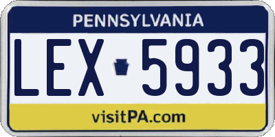 PA license plate LEX5933