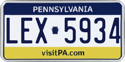 PA license plate LEX5934