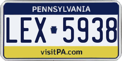 PA license plate LEX5938