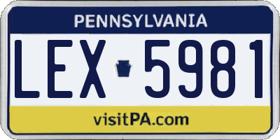 PA license plate LEX5981